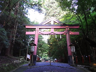 参道の鳥居。「山王鳥居」という独特の形状