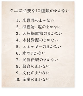 クニに必要な10種類のまかない