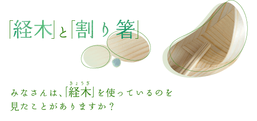 「経木」と「割り箸」　みなさんは、「経木」を使っているのを見たことがありますか？