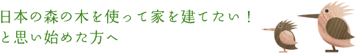 日本の森の木を使って家を建てたい！と思い始めた方へ