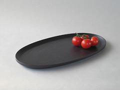 BUNACO BLACK TRAY #127　oval（国産ブナ材のトレイ）