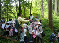 独自課税を活用した県民による森づくり提案事業。学校林を活用して自然観察会の様子。 